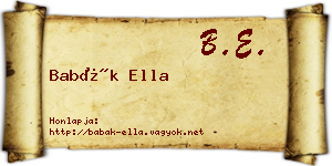 Babák Ella névjegykártya